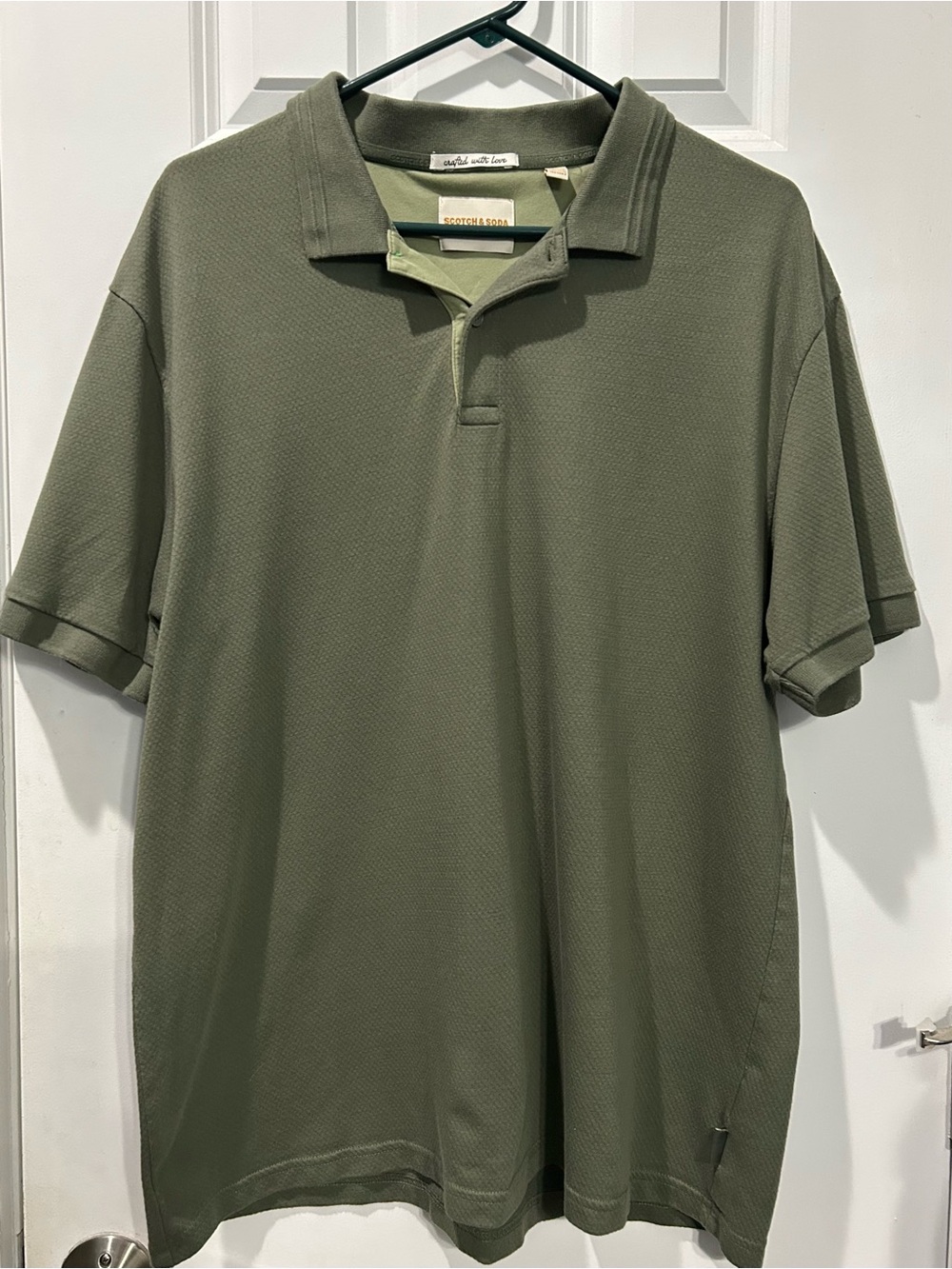 Scotch And Soda Men's Green Jacquard Polo Shirt Size XL Business Casual Preppy